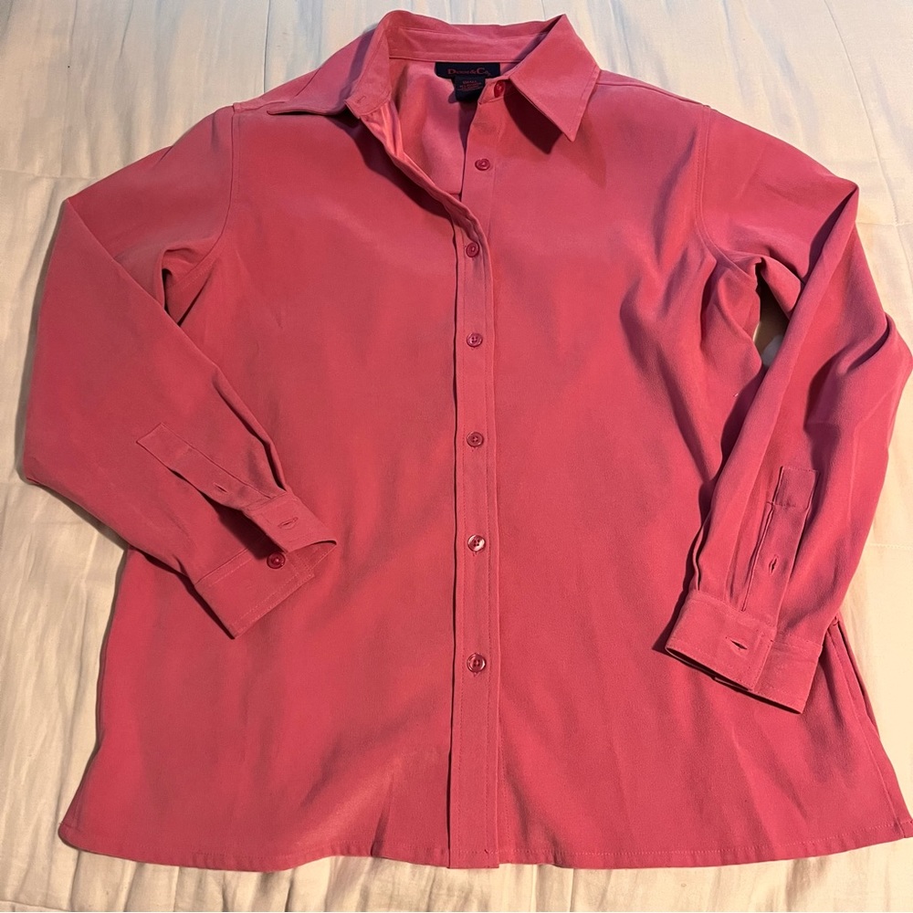 Denim&Co Bubble Gum Pink Button Up